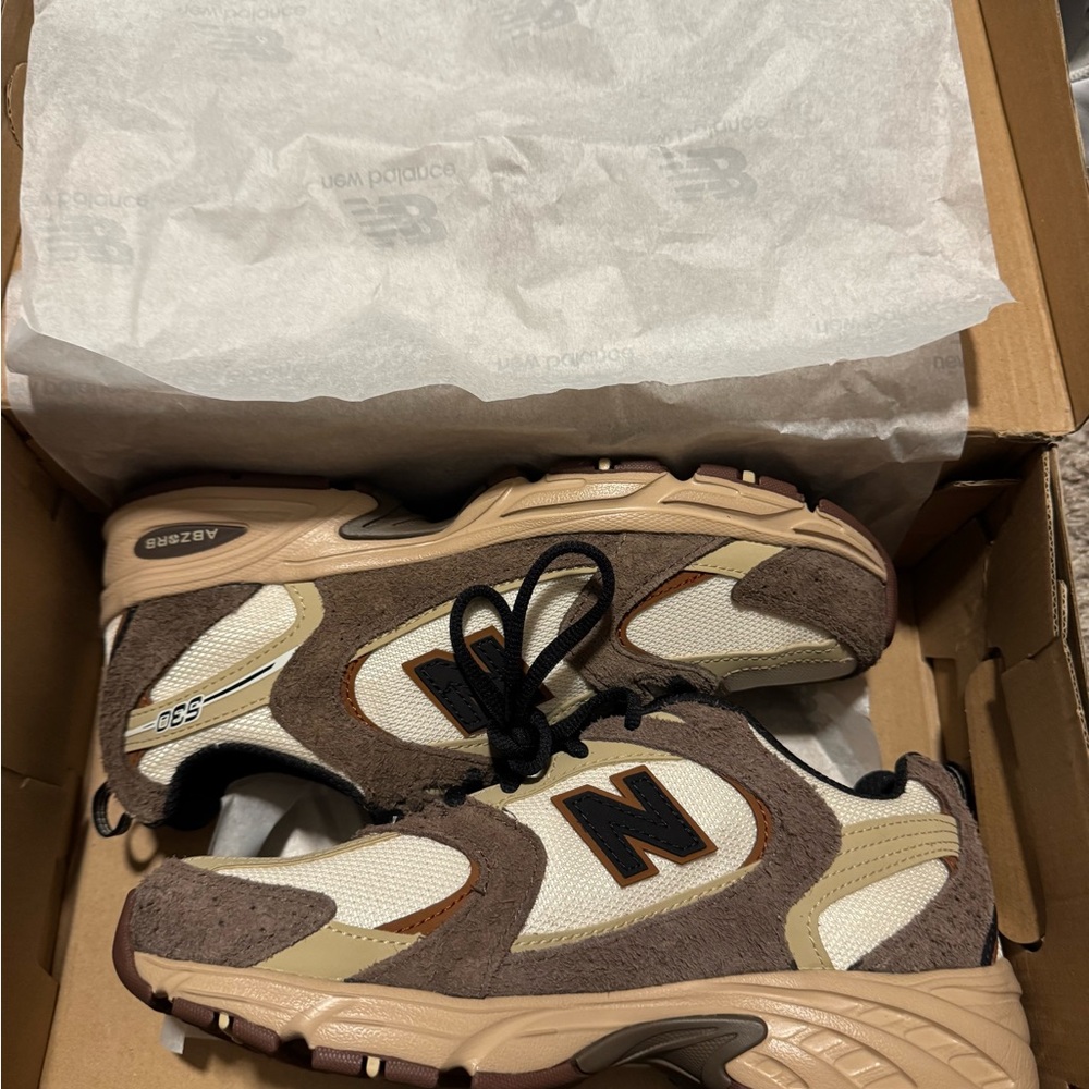 New Balance Brown and Cream Sneakers new 2024 Viral from GOAT app